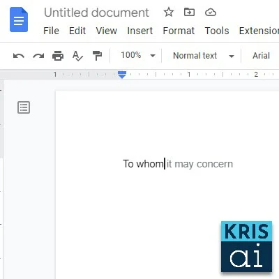 What is an AI writer? Did you know Google Docs has a feature called Smart Compose that functions as an AI Writer. This image shows an example of Google Doc's Smart Compose feature.